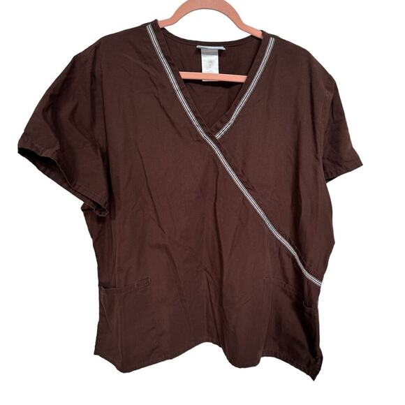 SB Scrubs 2XG XXL Dark Espresso Top Veterinary Medical Dental Polyester Cotton - Picture 1 of 5